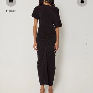 NWT Khy Asymmetrical Ruched Dress (Black, Sz Xtra Small)